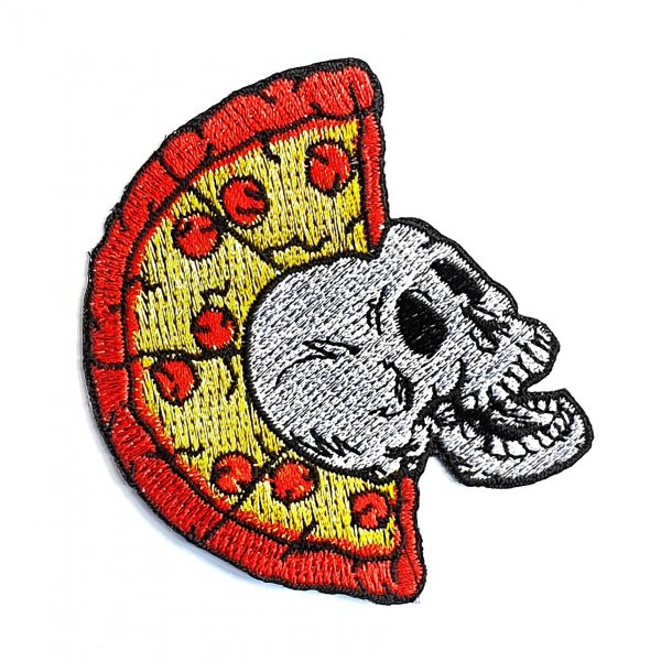 Pizza Skull Vest Embroidered Patch